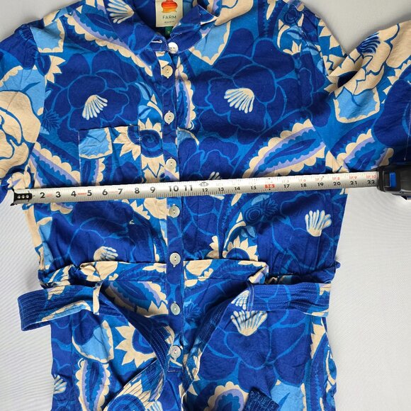 EUC FARM RioTropical Groove Romper Blue and White Size XL - Picture 8 of 10